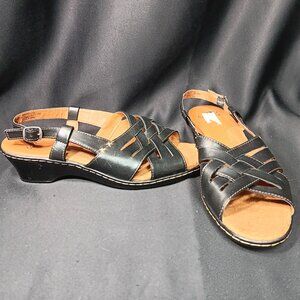 I Love Comfort Black Leather Sandals Size 9.5 {CH}